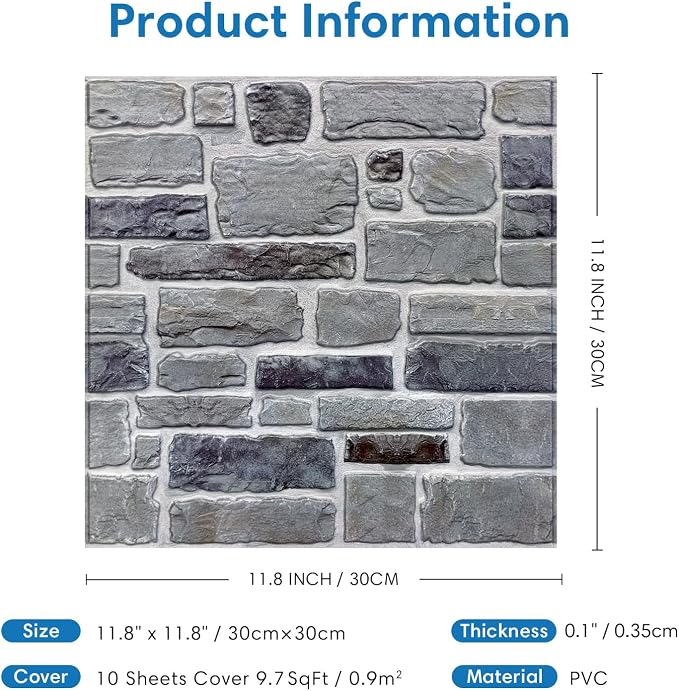 COMSTICKC 3D Faux Stone Wall Panel Peel and Stick Wall Tiles, Ultra-Light Thin - Image 5