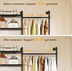 L2 Wall Mounted Closet System, Industrial Pipe Clothing Rack Clothes Racks - Image 7