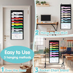 ALSLEA 8 Pockets Hanging Wall File Organizer 15" Extra Wide Pocket Chart - Image 2