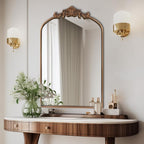 HQiJun Antique Gold Arched Baroque Mirror 24x36 - Image 8