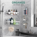 Veken Adhesive Shower Caddy 5-Pack, Heavy Weight Bearing, Large Wall Mounted - Image 2