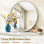 VooBang Black Round Bathroom Mirror, 42 inch Large Circle Wall Mounted Hanging - Image 4