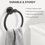 SetSail Towel Holder for Bathroom Wall Matte Black Towel Ring Stainless Steel - Image 2