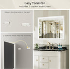 72x32 Inch White Bathroom Mirror - Image 6