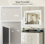 40x30 Inch White Bathroom Mirror - Image 7
