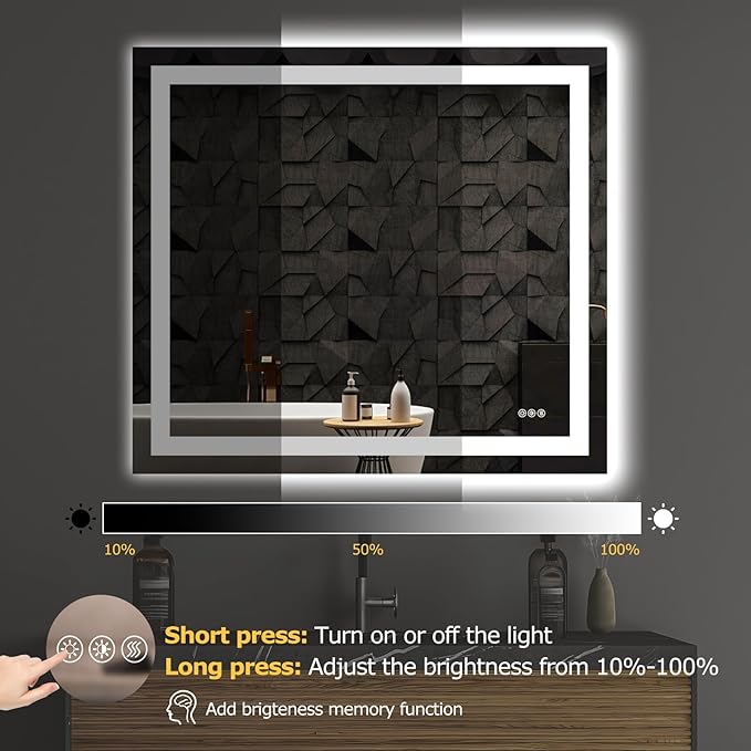 Hivone 40X36 LED Bathroom Mirror - Image 7