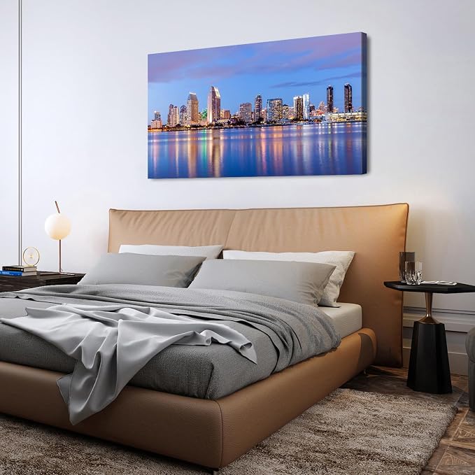 San Diego City Wall Art USA Cityscape Wall Decor Sunset San Diego Skyline - Image 2
