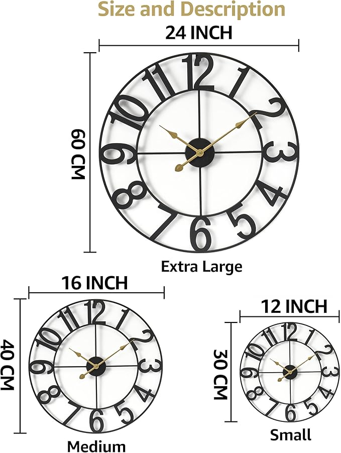 Sorbus Large Wall Clock for Living Room Decor - Image 7