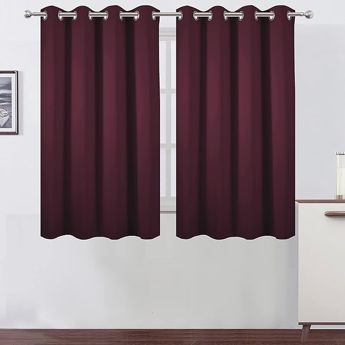 LEMOMO Burgundy Red Thermal Blackout Curtains/52 x 54 Inch/Set of 2 Panels Room by Lemomo