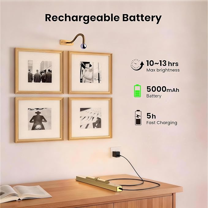 Picture Light Battery Rechargeable, 3 Color Modes and Dimmable Classic Art - Image 4