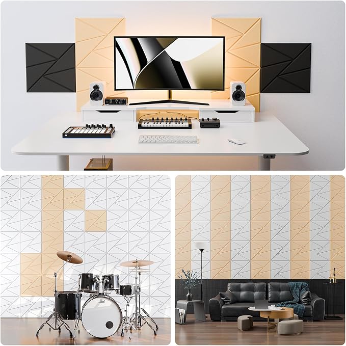 12 Pack Acoustic Panels with Self-Adhesive, Sound Panels High Density, - Image 4