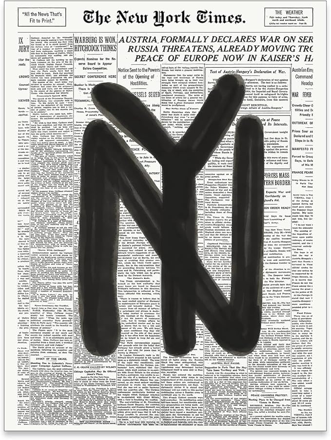 noxozoqm Black and White Newspaper Wall Art Vintage New York City Poster Trendy by Unknown