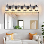 Black Crystal Bathroom Vanity Lights Fixtures 6 Light Over Mirror Modern Matte - Image 7