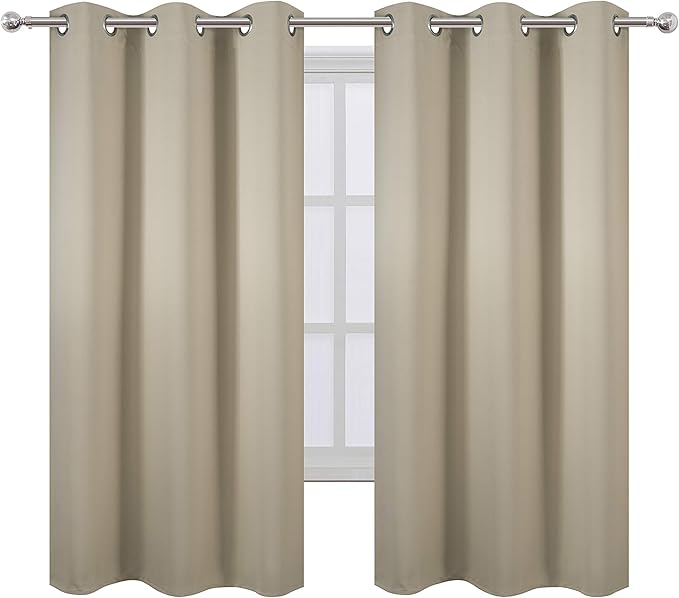 LEMOMO Beige Blackout Curtains 34 x 63 Inch Length/Set of 2 Curtain - Image 2