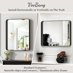 VooBang Bathroom Mirror 24x36 inch, Modern Round Corner Bathroom Vanity Mirror - Image 5