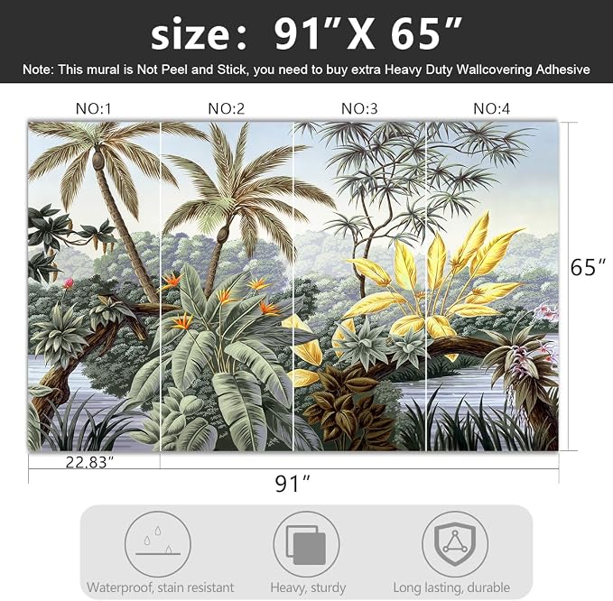 -Tropical Botanical Palm Leaf Fabric Wallpaper Living Room Bedroom Bathroom - Image 4