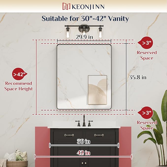 Keonjinn 30 x 36 Brushed Nickel Bathroom Mirrors - Image 6