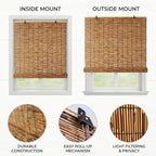 Bamboo Blinds Outdoor Patio, Natural Retro Reed Roll Up Shades - Image 7