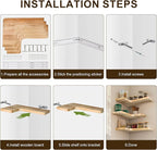 Floating Corner Shelves Set of 3, Solid Wood Picture Wall Shelf, Floating - Image 3