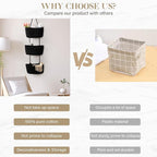 TeoKJ Over the Door Hanging Basket, 3-Tier Woven Cotton Wall-Mounted Storage - Image 3