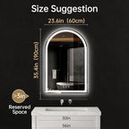 Arched LED Mirror for Bathroom 24"x36"- Frameless Lighted Bathroom Mirror - Image 7