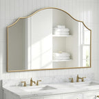 Besdomus Large Scalloped Gold Mirror: 47"x31" Modern Minimalist Wood Frame Wall - Image 6