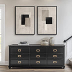 Framed Neutral Abstract Wall Art Set of 2, Minimalist Block Lines Pictures - Image 8