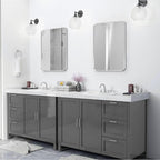 Silver Framed Bathroom Mirror, Brushed Nickel Rounded Corner Rectangle Wall - Image 2