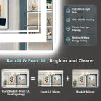 50x40 LED Bathroom Mirror with Lights, Backlit and Front Lit Anti-Fog Lighted - Image 3