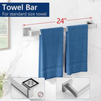 Gypie 24-Inch Extended Towel Bar Set Wall Mounted, Bathroom Accessory Set - Image 3