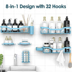 NESOMI Shower Caddy Adhesive Shower Organizer 8-Pack, Rustproof Stainless Steel - Image 4