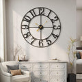 40 Inch Large Wall Clock, Silent Non-Ticking Battery Operated Black Metal Wall by Cuspin