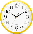 Bernhard Products Yellow Wall Clock 12 inch Silent Non Ticking Battery Operated by BernhardProducts