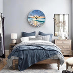 Blue Coastal Wall Clocks Battery Operated 16 Inch Glass Wall Clock Silent Beach - Image 4