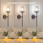 Crystal Battery Operated Wall Sconces Set of 2, 12 RGB and 3CCT Dimmable Wall - Image 6