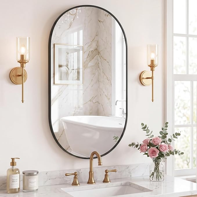 Sweetcrispy 24" x 36" Black Bathroom Mirror - Image 3