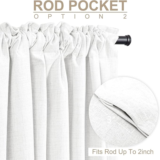 100% Blackout Shield White Linen Blackout Curtains - Image 4