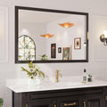 Amorho Bathroom Mirror Black, 60x40 Inch Thick Metal Framed Wall Mirrors by Amorho