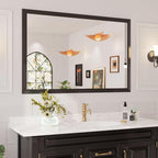 Amorho Bathroom Mirror Black, 60x40 Inch Thick Metal Framed Wall Mirrors by Amorho
