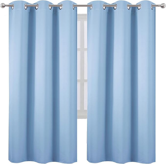 LEMOMO Sky Blue Thermal Blackout Curtains/42 x 72 Inch/Set of 2 Panels Room - Image 2