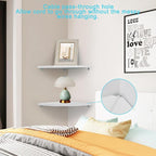 Corner Wall Shelves Set of 2, Rustic Wood Corner Floating Shelves - Image 5