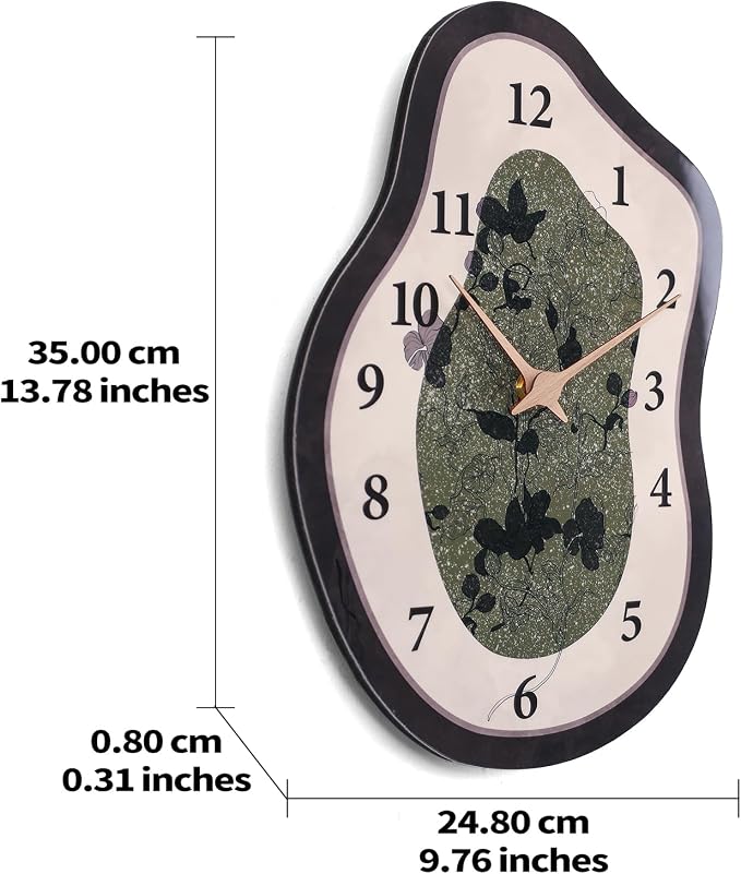 Mid Century Retro Irregular Shape Wall Clock, Silent Non-Ticking Battery - Image 7