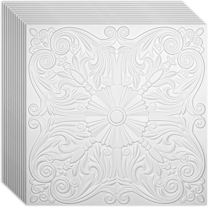 Art3d Drop Ceiling Tiles 24x24in., Wainscoting Panels Glue Up 2ft x 2ft by Art3d