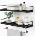 Forbena Black Floating Shelves for Bathroom Wall Set of 2, Kitchen Spice Rack by Forbena