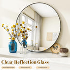 VooBang Large Black Round Bathroom Mirror, 48 inch Circle Wall Mounted Hanging - Image 4