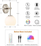 Brushed Nickel Battery Operated Wall Sconce Set of 2, Wireless Rechargeable - Image 2