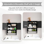 Black Bathroom Cabinet with Towel Rack, Bathroom Wall Cabinet with 2 Doors and - Image 4