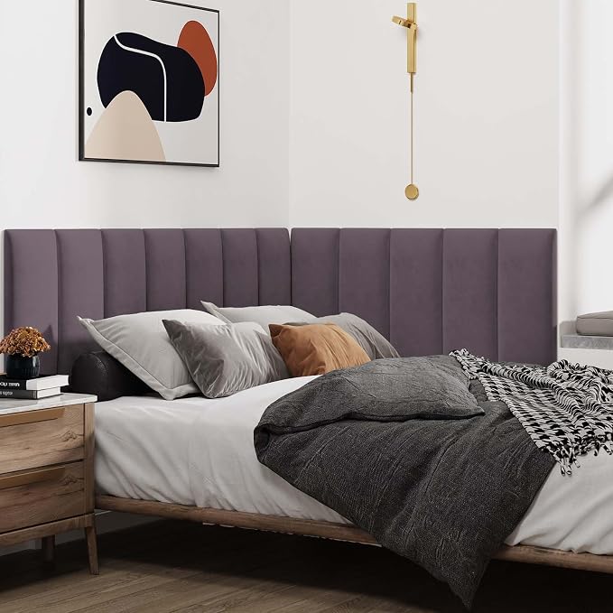 IFNOW Wall Mounted Upholstered Headboard King, 3D Peel and Stick Soundproof - Image 4
