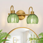 2-Light Bathroom Vanity Light, Brushed Gold Vanity Wall Light Over Mirror by Meybiok