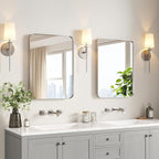 USHOWER Brushed Nickel Bathroom Mirrors 22"x30" 2 Pack, Rounded Corner by USHOWER